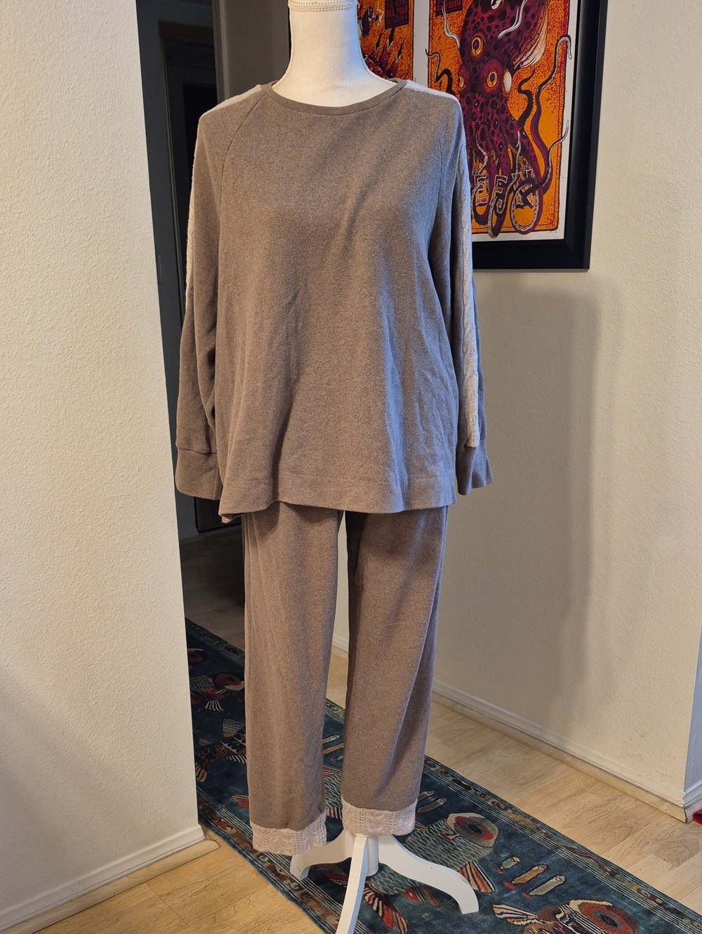 Nocciola with Strickeinsatz by Chiara Fiorini Lounge Set Brown Super Soft Fleece